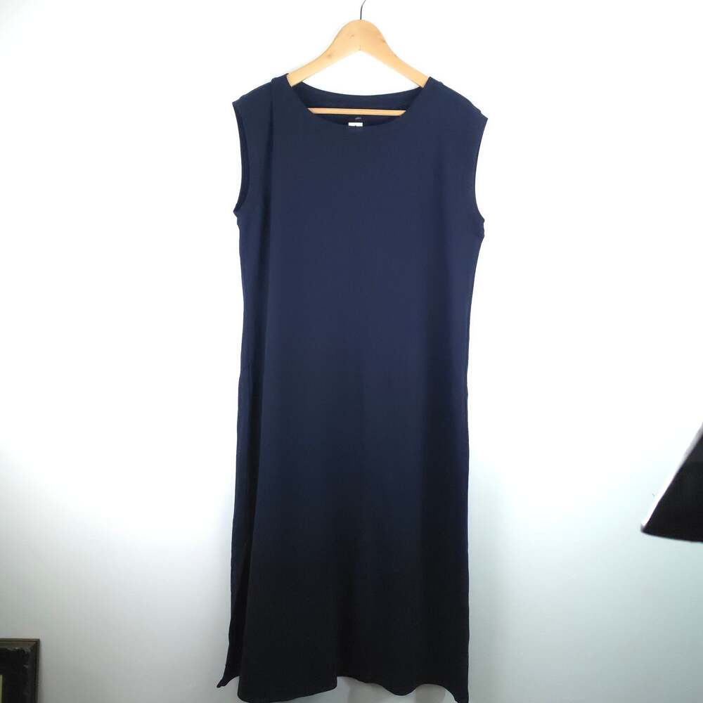 NEW Talbots Navy Blue Sleeveless Terry Cloth Tank Maxi Dress Size Large